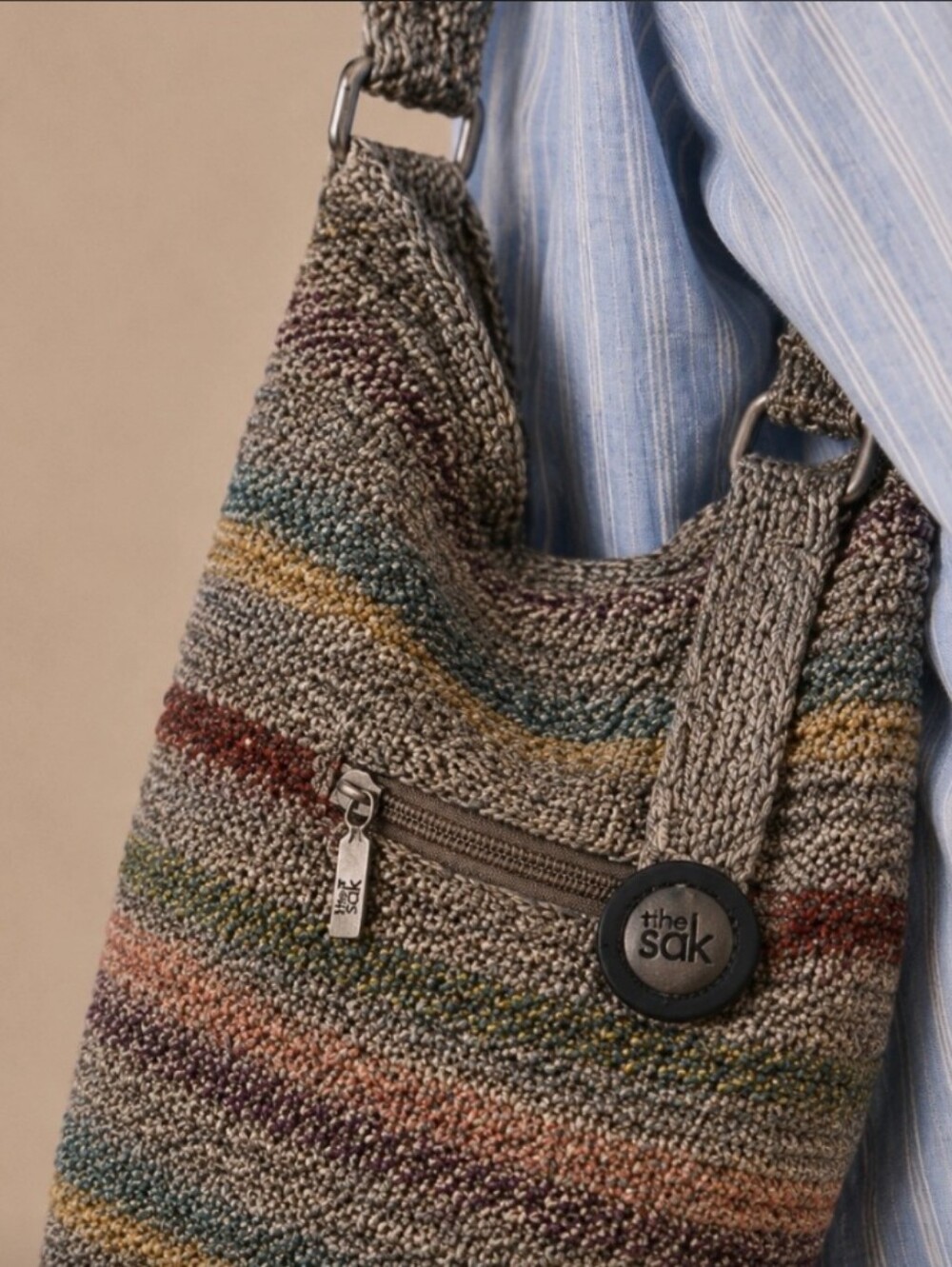 The Sak Multicolor Knit Hobo Bag Boho Shoulder Purse